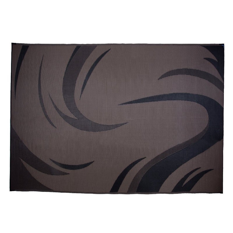 Stylish Camping SD8111 8-Feet x 11-Feet Graphic Swish Outdoor RV Reversible Patio Mat, Black/Brown - Image 4